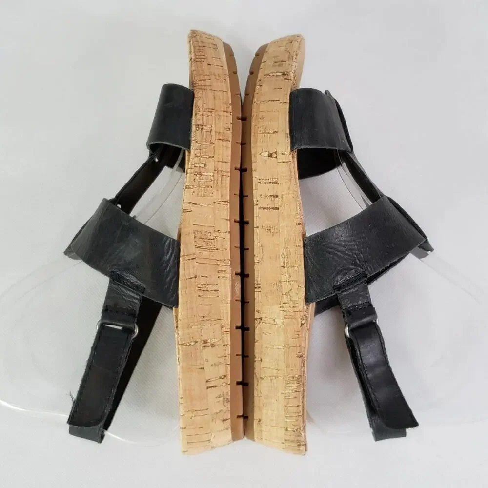 Korks Kork-Ease Yolandi Sandals Size 7 Black Leather Strappy Ankle Strap